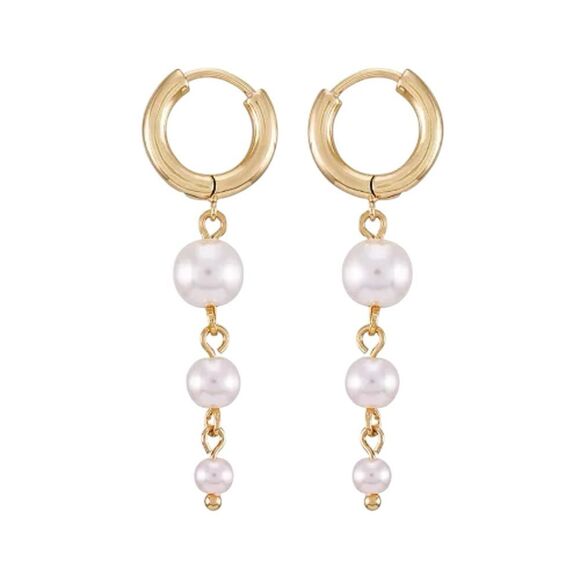 Tahari Elegant Gold and Pearl Drop Earrings - Picture 1 of 4